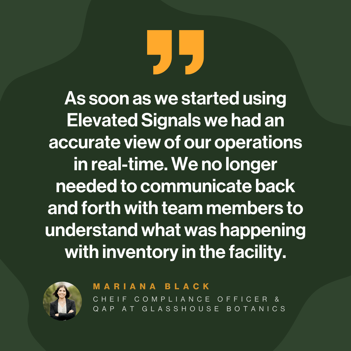 Quote from an Elevated Signals customer 